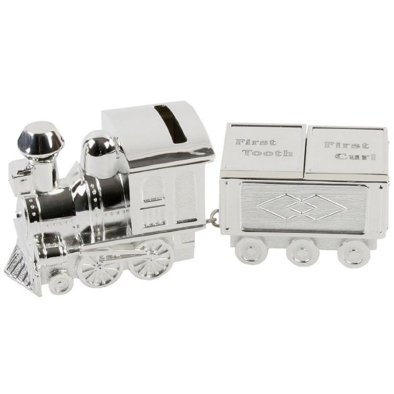 Tooth and Curl Train Money box w/ Carriage - Silver Finish